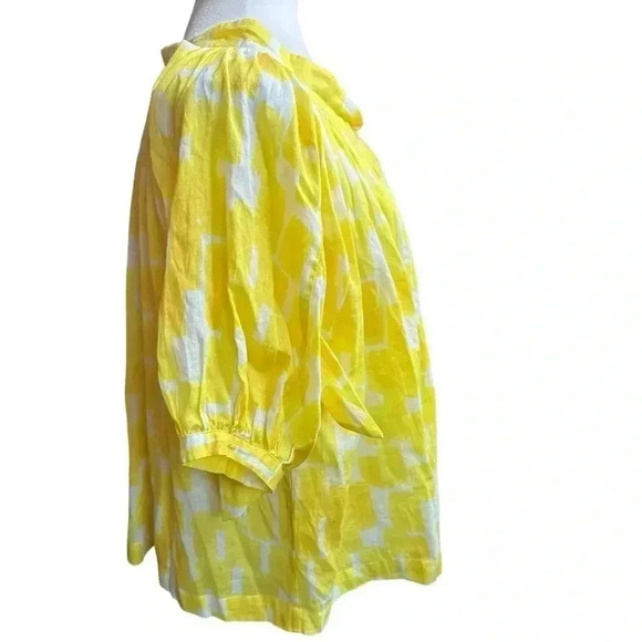 See by Chloe Yellow and White 109% Cotton Blouse Size 6 - Picture 3 of 9